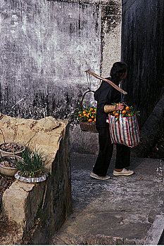 成年,女人,拿包,橘子,香港