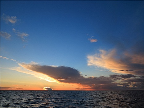 生动,日落,上方,波罗的海