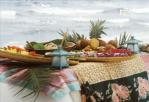 加勒比海,自助餐,野餐,海滩