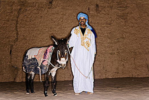 一个,男人,驴,摩洛哥