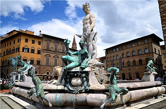 著名,喷泉,市政广场,佛罗伦萨,意大利