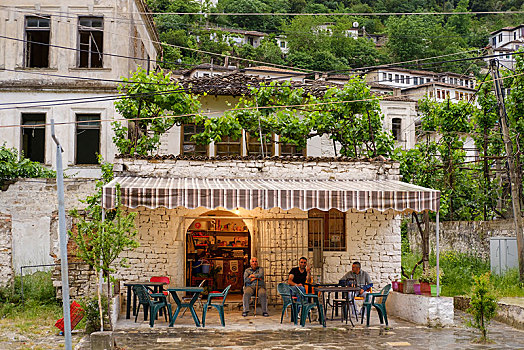 店,咖啡,地区,培拉特,阿尔巴尼亚,欧洲