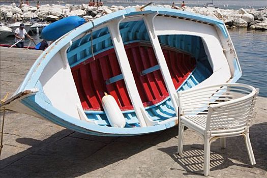 船,椅子,海岸,那不勒斯湾,那不勒斯,那不勒斯省,坎帕尼亚区,意大利