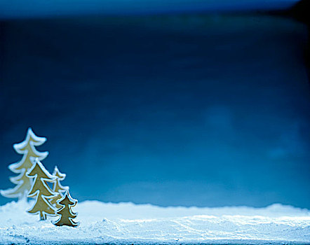 姜饼,树,雪景