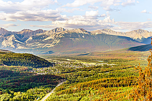 风景,山,秋天,碧玉国家公园,艾伯塔省,加拿大,北美
