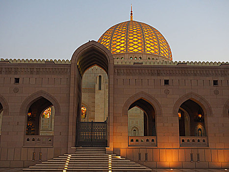 光亮,苏丹,清真寺,圆顶,马斯喀特,阿曼,亚洲