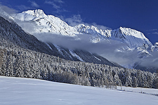 奥地利,提洛尔,山脉,冬季风景