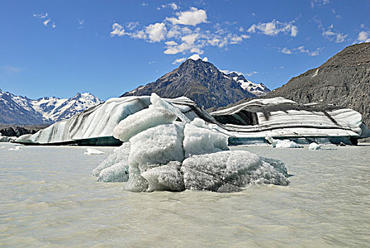 冰山,塔斯曼,湖,库克峰国家公园,南岛,新西兰