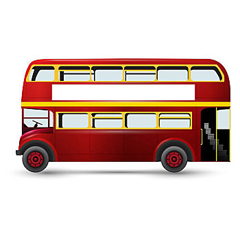 伦敦,红色公交车,矢量,插画,隔绝,白色背景,背景