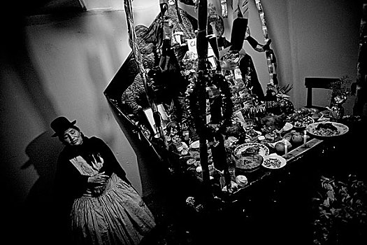 圣坛,墓地,灵魂,死,供品,标记,传统,仪式,种族,盖丘亚族,人,区域,南,玻利维亚,十一月,2008年