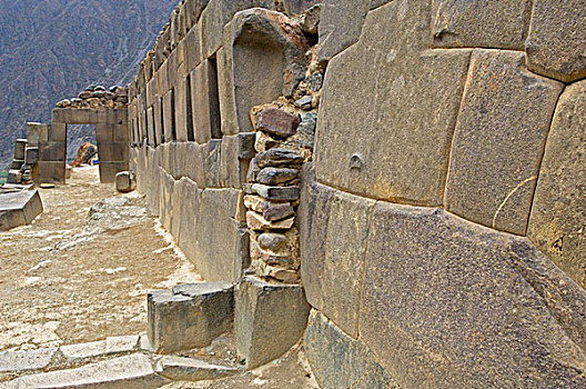 秘鲁,欧兰塔坦伯,石墙,入口,印加遗迹