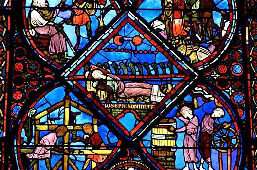博格斯,大教堂,彩色玻璃窗,圣约瑟夫