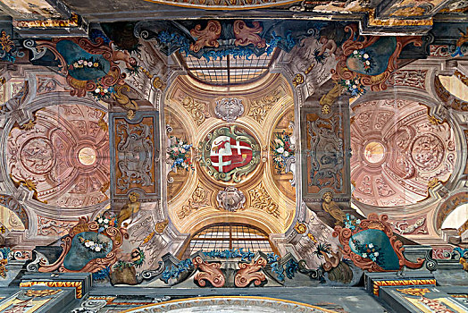 天花板,描绘,宫殿,瓦莱塔市,马耳他,欧洲