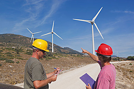 技术人员,检查,风车,风电场,靠近,安达卢西亚,西班牙