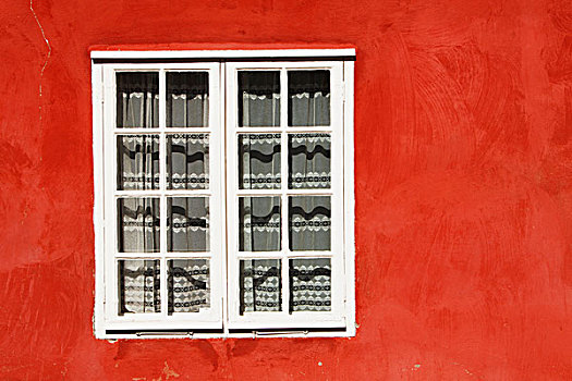红色,木料,房子,窗框,老城,芬兰