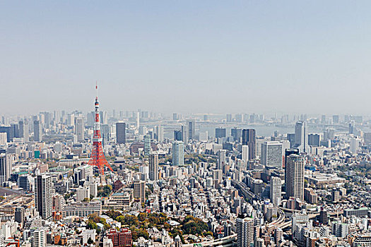 东京塔,城市,蓝天