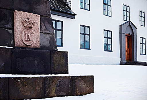 纪念建筑,旁侧,白色,建筑,雪,雷克雅未克,冰岛