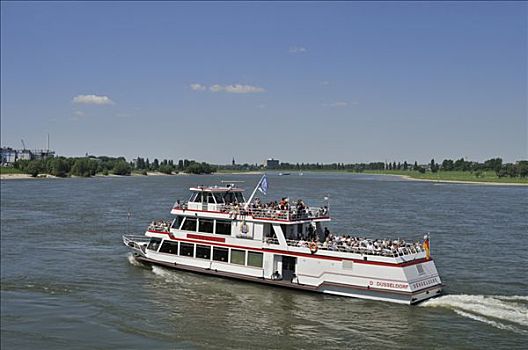 客船,白色,船队,莱茵河,北莱茵威斯特伐利亚,德国,欧洲