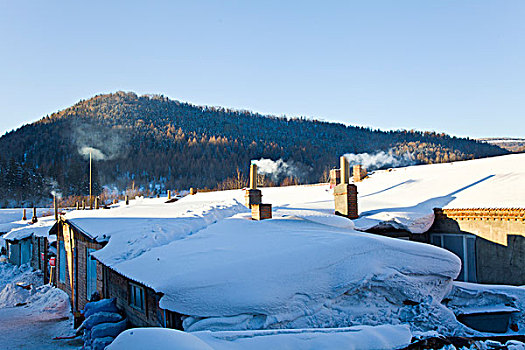 雪乡,双峰林场,村庄,风景,白天,黑龙江,牡丹江