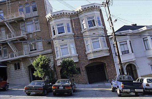 房子,陡峭,街道,旧金山,美国