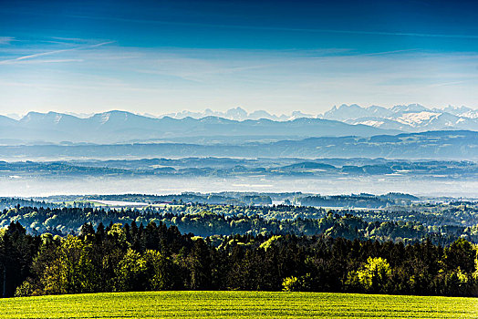 风景,上方,康士坦茨湖,阿尔卑斯山,地区,斯瓦比亚,巴登符腾堡,德国,欧洲