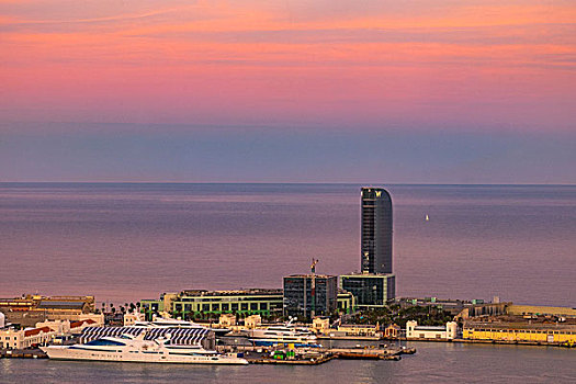 航拍,贝尔港,港口,巴塞罗那,加泰罗尼亚,西班牙