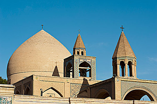 大教堂,亚美尼亚宗徒教会,圆顶,钟楼,教堂,亚美尼亚,区域,新,伊斯法罕,伊朗,亚洲