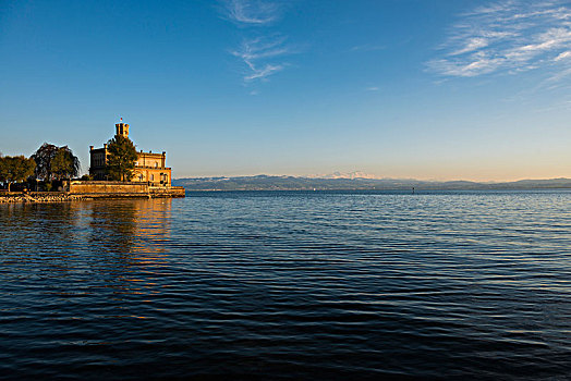 城堡,日落,斯瓦比亚,康士坦茨湖,巴登符腾堡,德国,欧洲