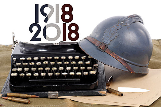 法国,军事,头盔,第一次世界大战,老,打字机