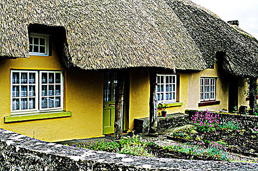 爱尔兰,茅草屋顶,房子