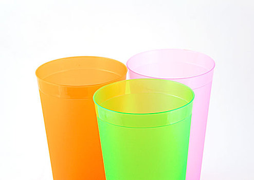 绿色,橙色,粉色,杯子