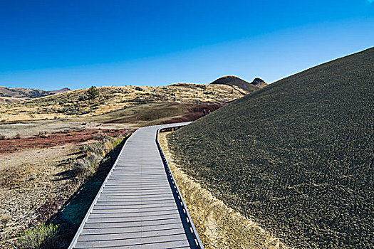 彩色,地层,山,画岭,约翰时代化石床国家纪念公园,俄勒冈,美国