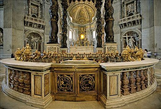 圣坛,柱子,织锦,圣彼得大教堂,梵蒂冈城,罗马,意大利,欧洲