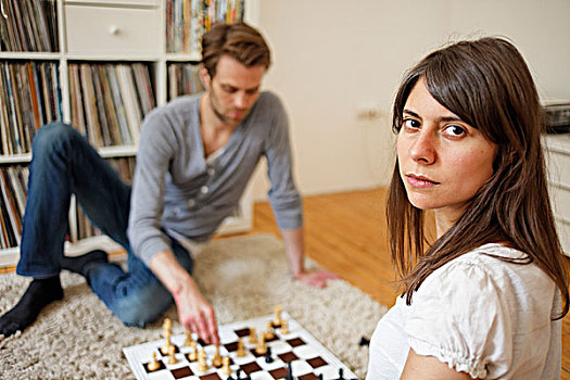 情侣,玩,下棋