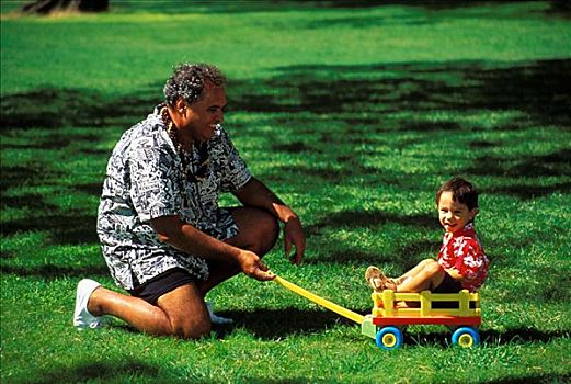 爷爷,孙子,玩,公园,夏威夷