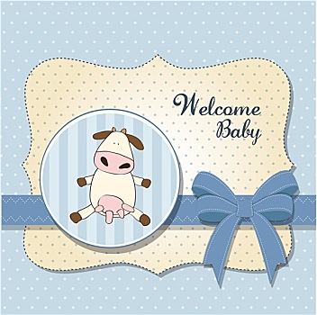 欢迎,婴儿,卡,母牛