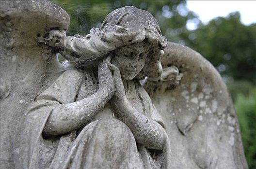 天使,雕塑,墓地,沃里克郡,西米德兰兹郡,英格兰,欧洲