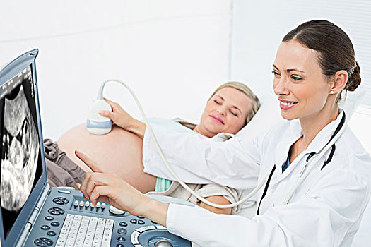 愉悦,女医生,展示,女人,婴儿,超声波
