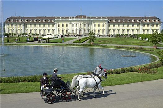 马车,正面,路德维希堡,宫殿,巴登符腾堡,德国,欧洲