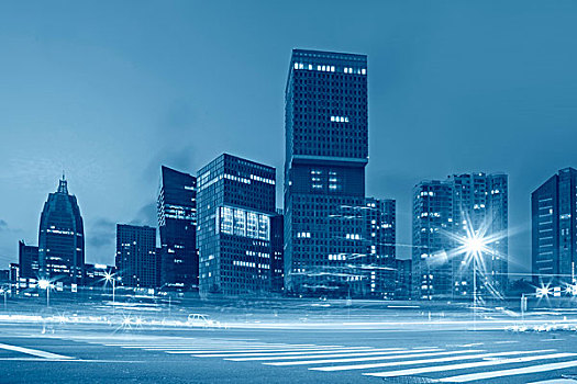 城市道路,建筑,夜景