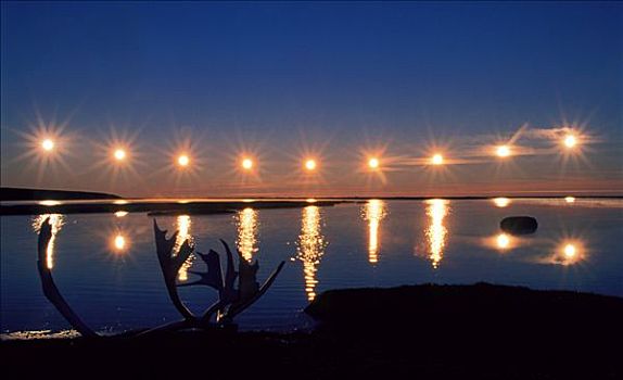 子夜太阳,展示,北极,阿拉斯加