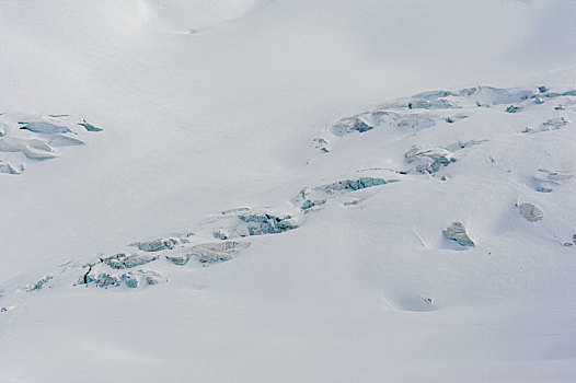 积雪,冰河,缝隙,雪中,地点