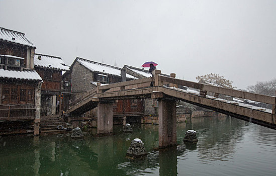 水乡乌镇美丽雪景