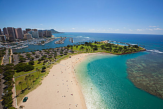 海滩,公园,檀香山,瓦胡岛,夏威夷