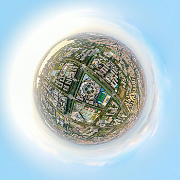 小行星视角航拍江苏苏州西交利物浦大学南校区球形全景图