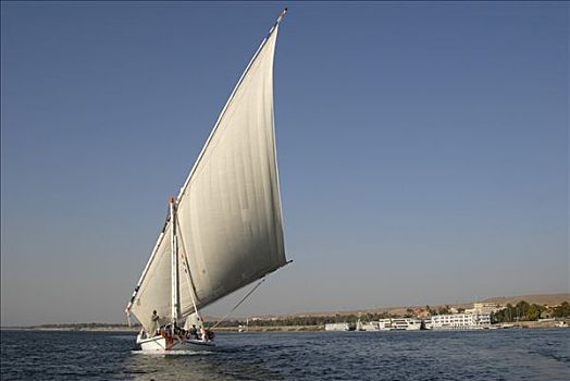尼罗河,三桅小帆船,帆船,游客,阿斯旺