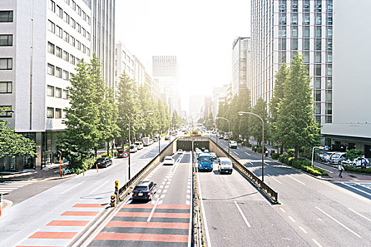 现代办公室,建筑,东京,城市道路,阳光