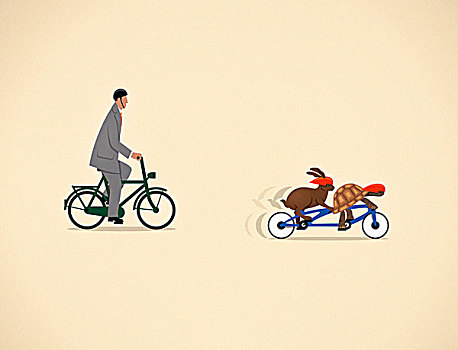商务人士,自行车,后面,一起,双人自行车