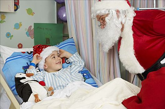 圣诞老人,男孩,医院