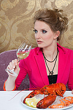 女人,龙虾,餐馆